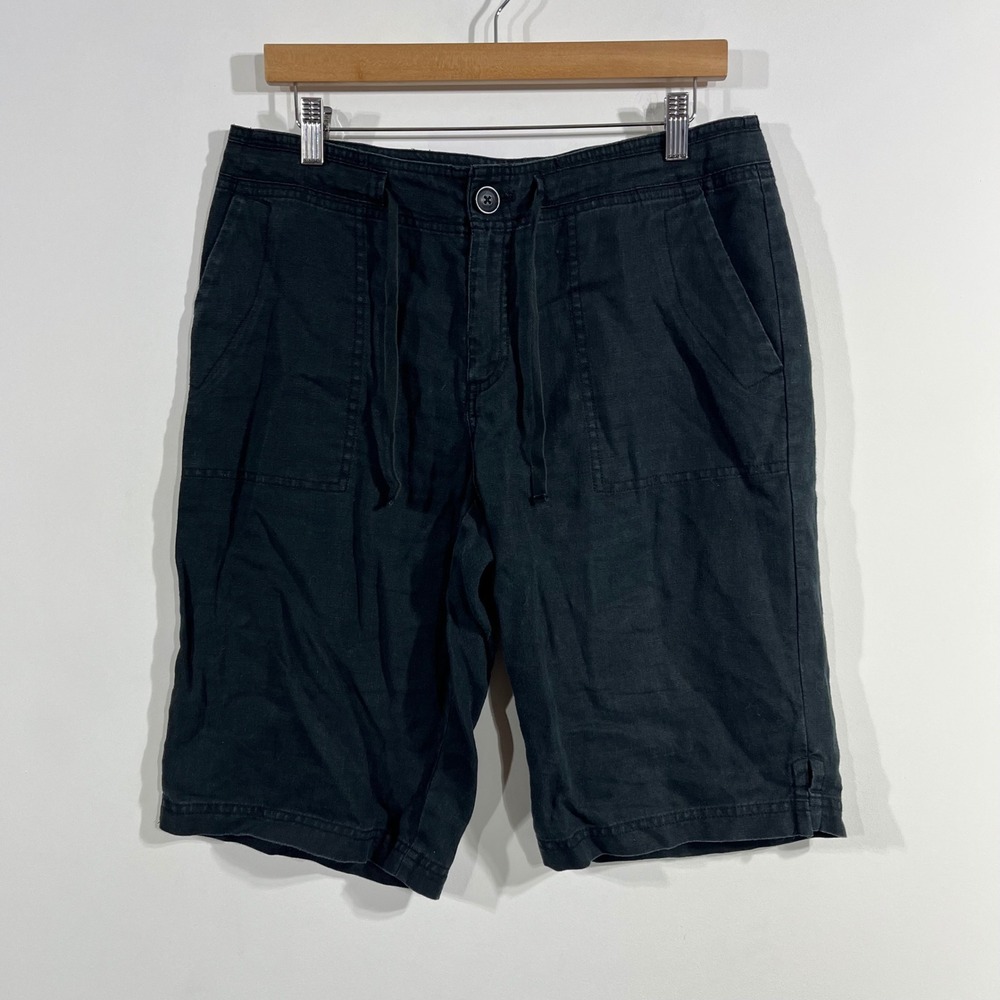Eddie Bauer Granola 100% Linen Drawstring Utility Shorts Womens 6 Tall Hiking